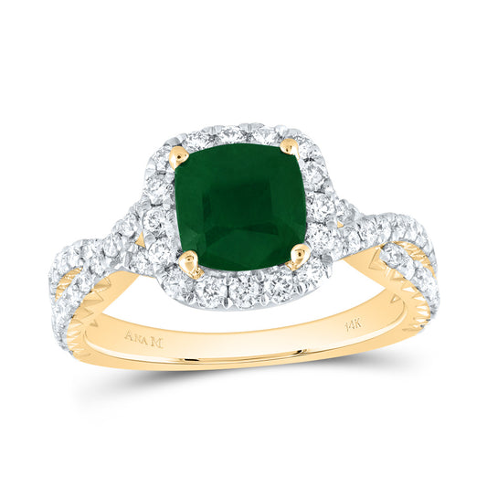 14kt Yellow Or White Gold Diamond Ana M 7mm Cushion Natural Gem Single Halo Wedding Engagement Anniversary Ring