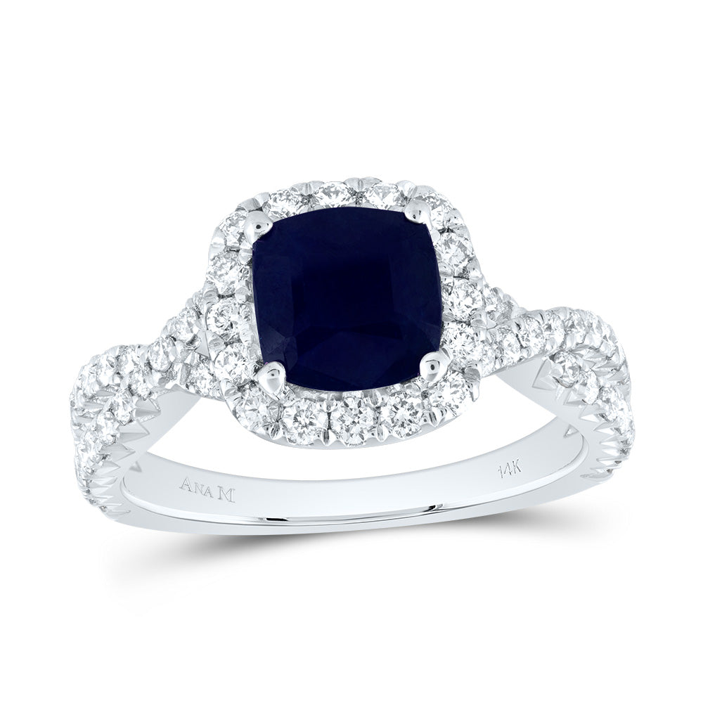 14kt Yellow Or White Gold Diamond Ana M 7mm Cushion Natural Gem Single Halo Wedding Engagement Anniversary Ring