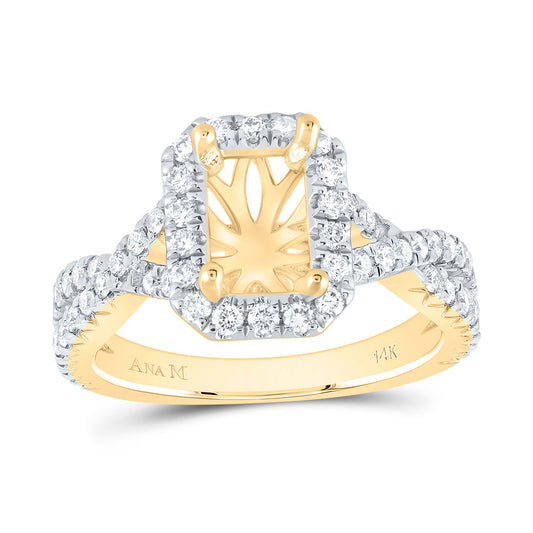 14kt Yellow Gold 3/4 Cttw Diamond Ana M and 1 3/4ct-co Cttw Semi-mount Single Halo Wedding Engagement Anniversary Ring, Women Size: 5-9