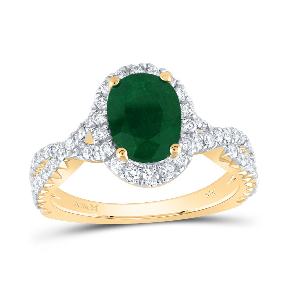 14kt Yellow Or White Gold Diamond Ana M 9x6.5mm Oval Natural Gem Single Halo Wedding Engagement Anniversary Ring