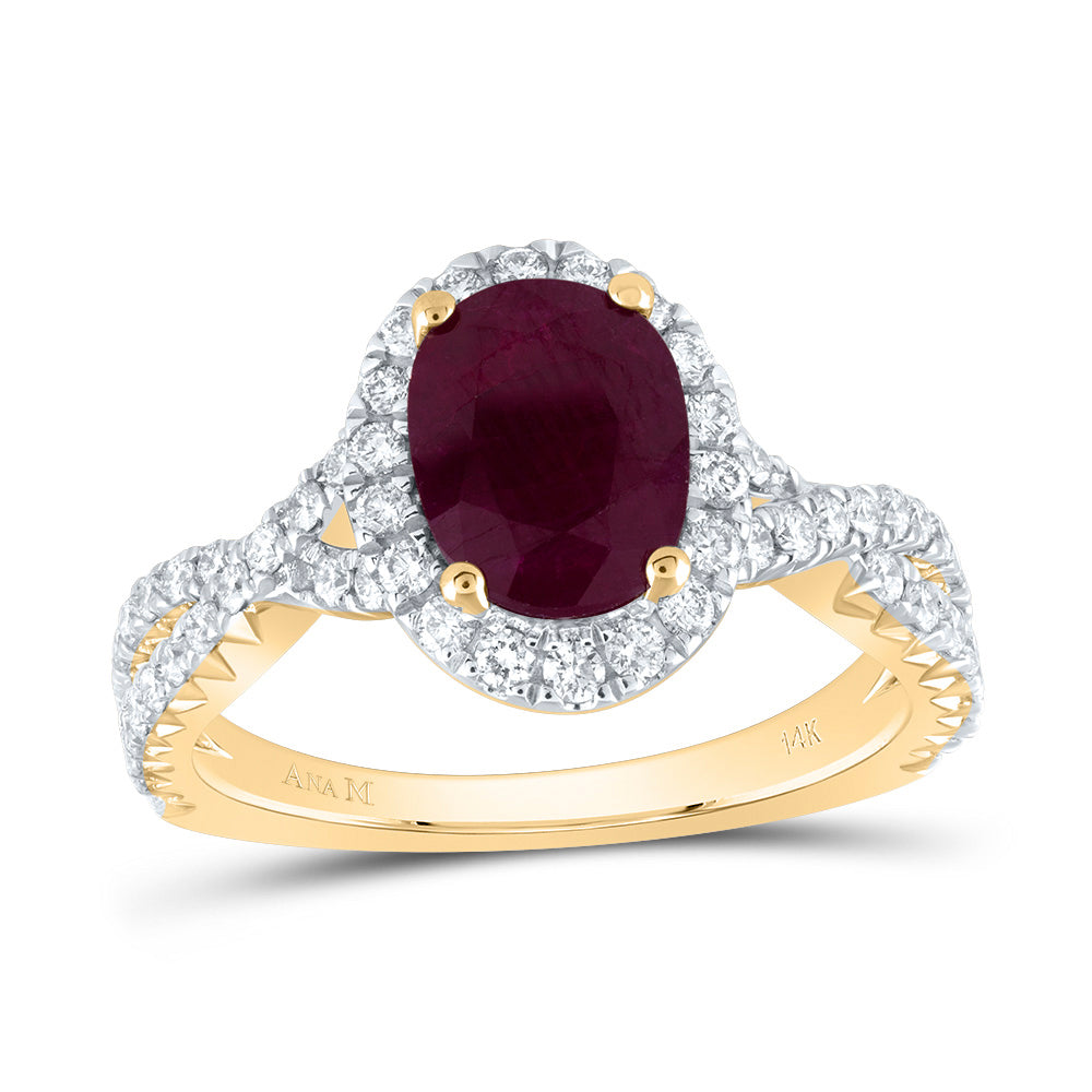 14kt Yellow Or White Gold Diamond Ana M 9x6.5mm Oval Natural Gem Single Halo Wedding Engagement Anniversary Ring