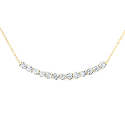 14kt Yellow Gold 5/8 Cttw Diamond Fashion Tennis Necklace, Length: 18 Inch