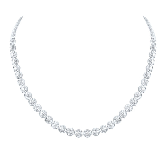 14K White Gold 5 3/4 Ctw Diamond Fashion Tennis Necklace (18 Inch)