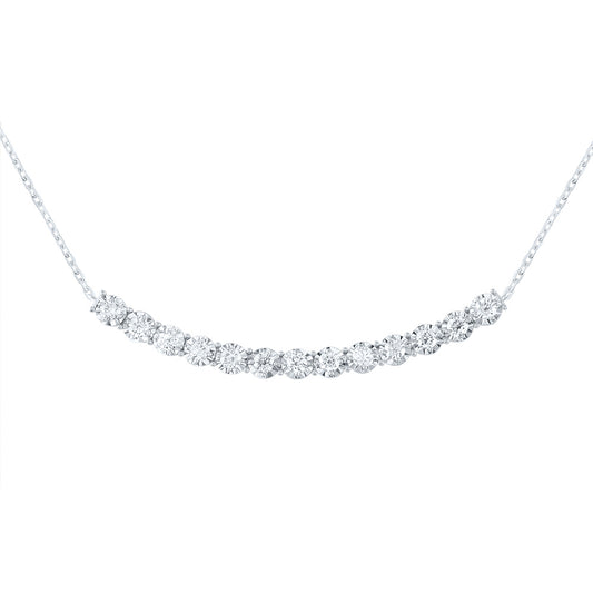 14kt White Gold 5/8 Cttw Diamond Fashion Tennis Necklace, Length: 18 Inch