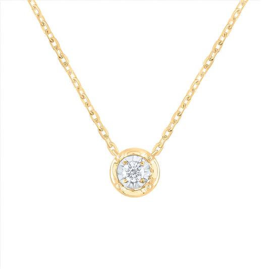 14kt Yellow Gold 1/12 Cttw Diamond Fashion Round Necklace, Length: 18 Inch