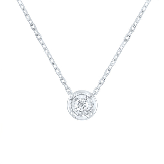 14kt White Gold 1/12 Cttw Diamond Fashion Round Necklace, Length: 18 Inch