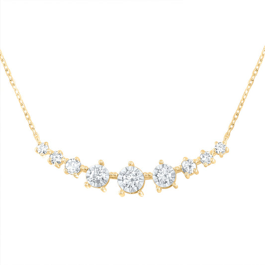 14kt Yellow Gold 1/4 Cttw Diamond Fashion Necklace, Length: 18 Inch