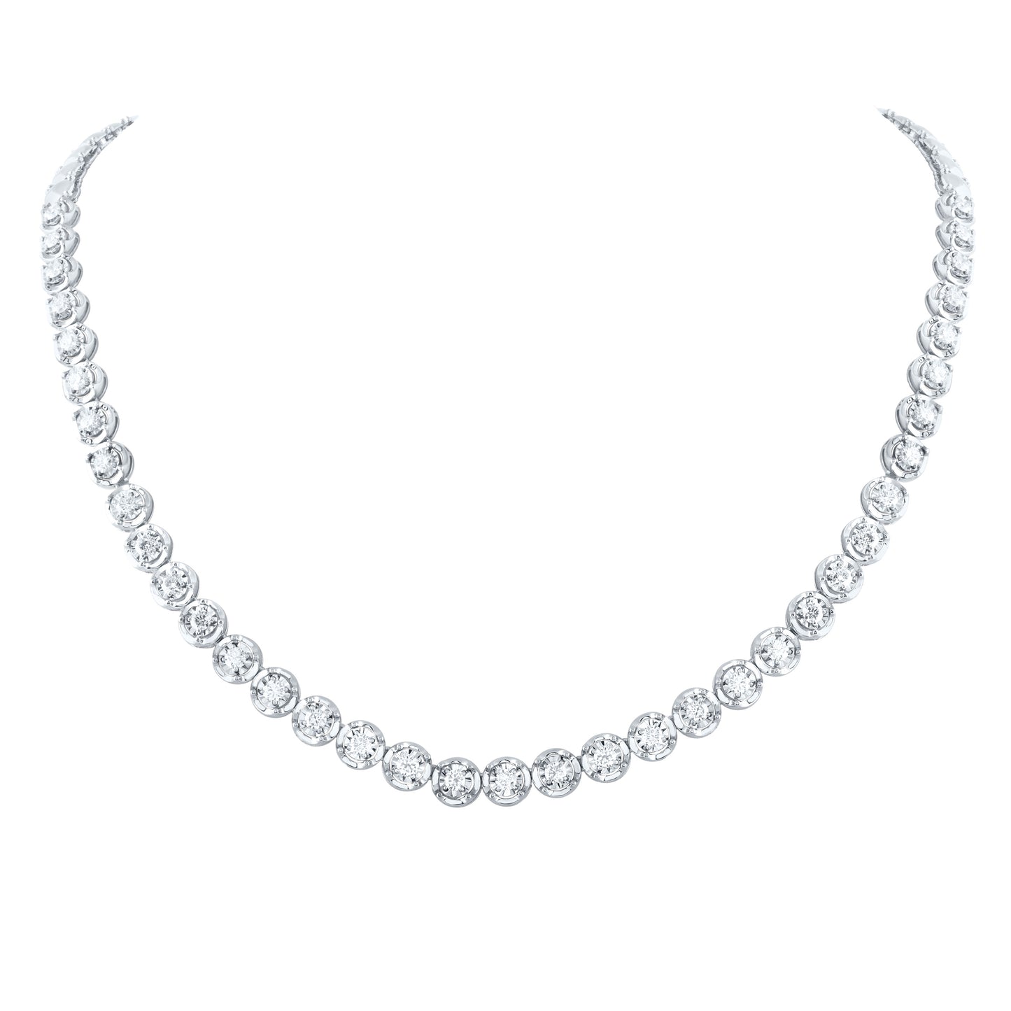 14kt White Gold 3 3/4 Cttw Diamond Fashion Tennis Necklace, Length: 18 Inch