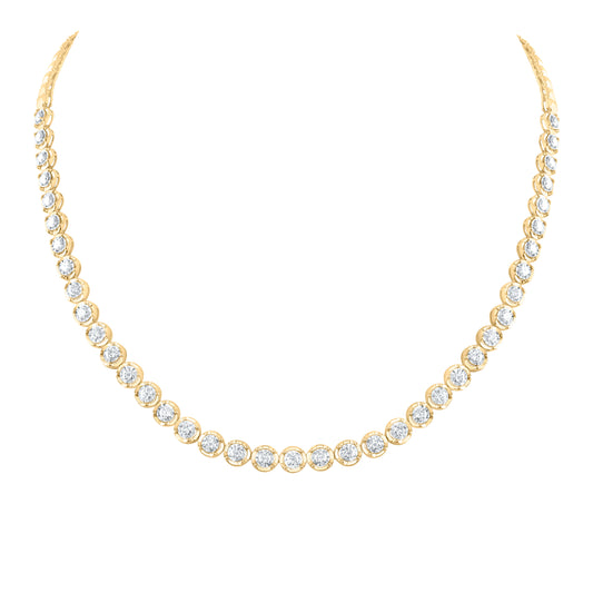 14kt Yellow Gold 3 Cttw Diamond Fashion Tennis Necklace, Length: 18 Inch