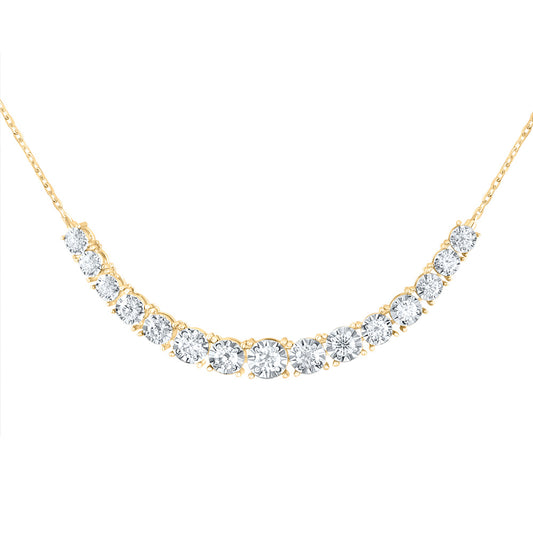 14kt Yellow Gold 1 1/5 Cttw Diamond Ana M Fashion Tennis Necklace, Length: 18 Inch