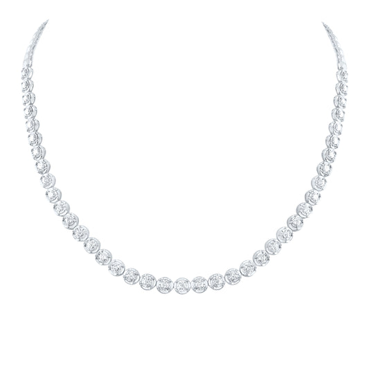 14kt White Gold 3 Cttw Diamond Fashion Tennis Necklace, Length: 18 Inch
