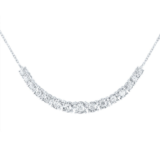 14kt White Gold 1 1/5 Cttw Diamond Ana M Fashion Tennis Necklace, Length: 18 Inch