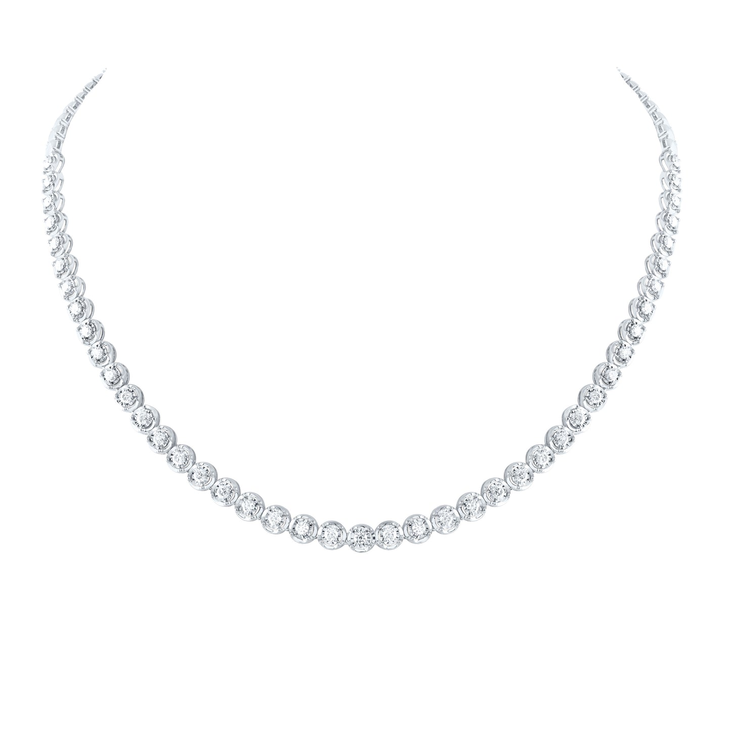 14kt White Gold 2 3/4 Cttw Diamond Fashion Tennis Necklace, Length: 18 Inch