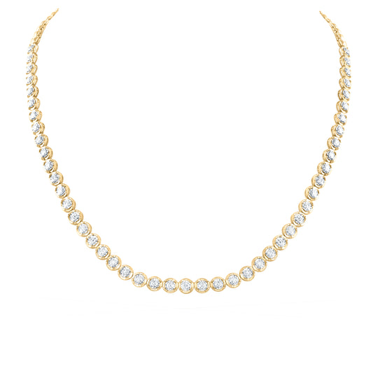 14kt Yellow Gold 2 3/8 Cttw Diamond Fashion Tennis Necklace, Length: 18 Inch