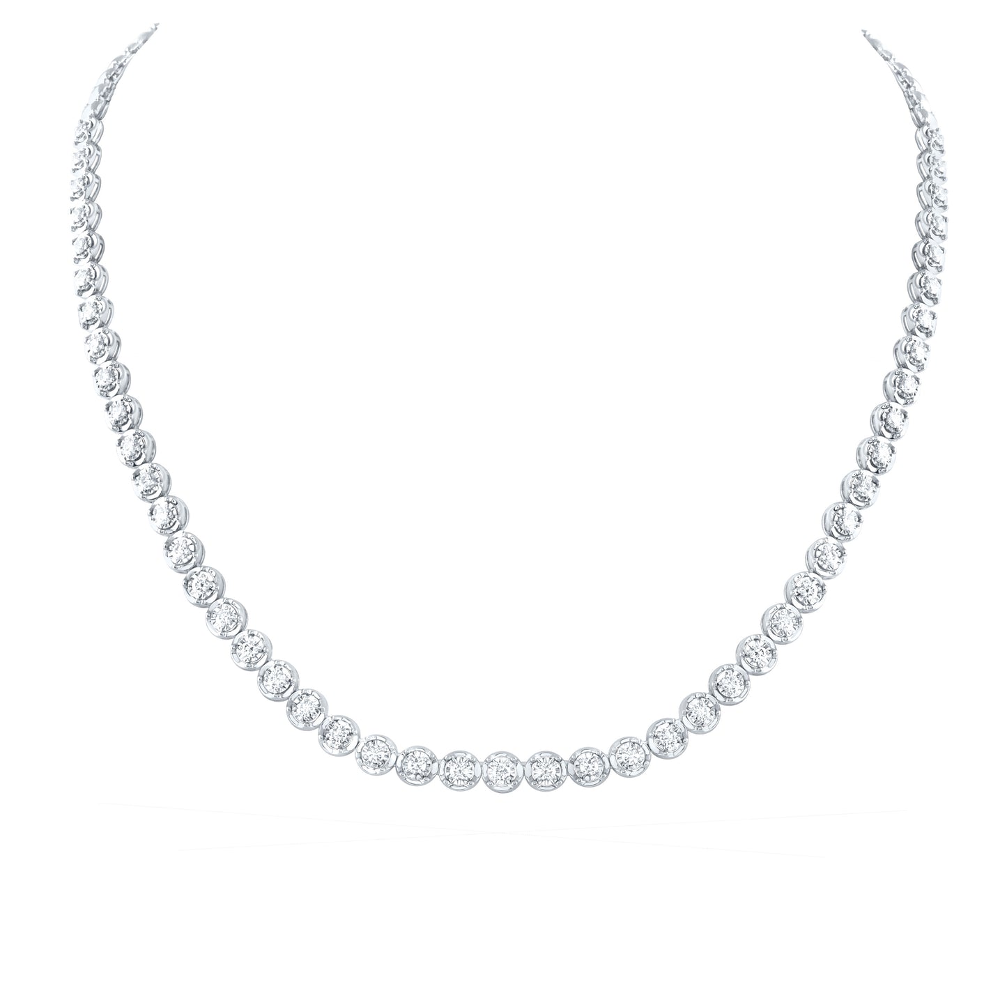 14kt White Gold 2 3/8 Cttw Diamond Fashion Tennis Necklace, Length: 18 Inch