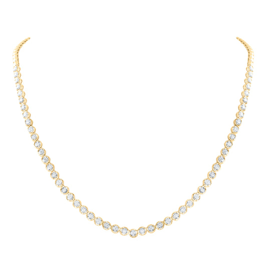 14kt Yellow Gold 1 5/8 Cttw Diamond Fashion Tennis Necklace, Length: 18 Inch