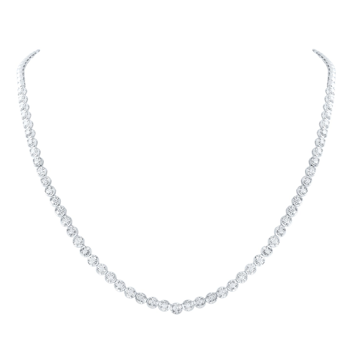 14kt White Gold 1 5/8 Cttw Diamond Fashion Tennis Necklace, Length: 18 Inch