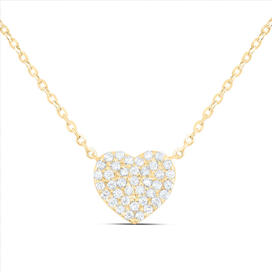 14kt Yellow Gold 1/4 Cttw Natural Diamond Fashion Heart Necklace, Length: 18 Inch