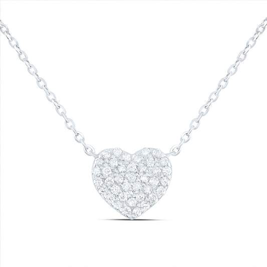 14kt White Gold 1/4 Cttw Natural Diamond Fashion Heart Necklace, Length: 18 Inch