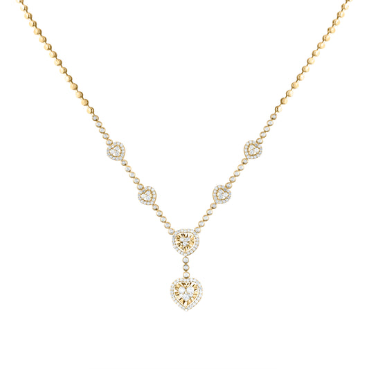 14kt Yellow Gold 1 1/5 Cttw Natural Diamond Fashion Heart Necklace, Length: 18 Inch