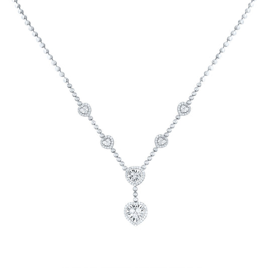 14kt White Gold 1 1/5 Cttw Natural Diamond Fashion Heart Necklace, Length: 18 Inch