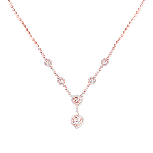 14kt Rose Gold 1 1/5 Cttw Natural Diamond Fashion Heart Necklace, Length: 18 Inch
