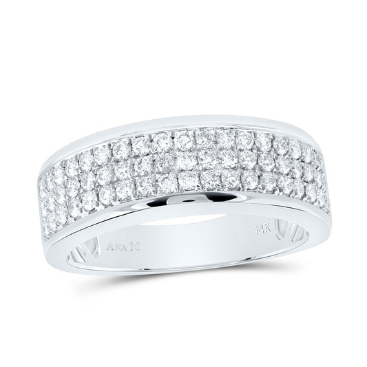 14kt White Gold 1 Cttw Diamond Ana M Mens Band, Men Size: 8-12