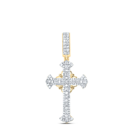 10kt Yellow Gold 1/2 Cttw  Diamond Cross Mens Charm