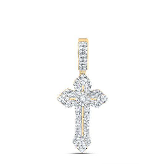 10kt Yellow Gold 1/2 Cttw  Diamond Cross Mens Charm