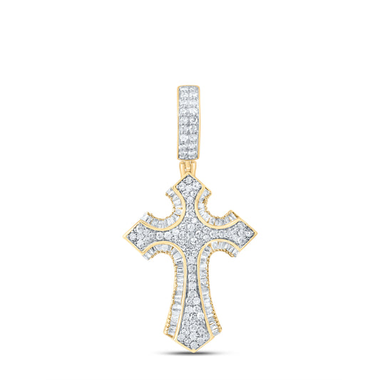 10kt Yellow Gold 5/8- Cttw  Diamond Cross Mens Charm