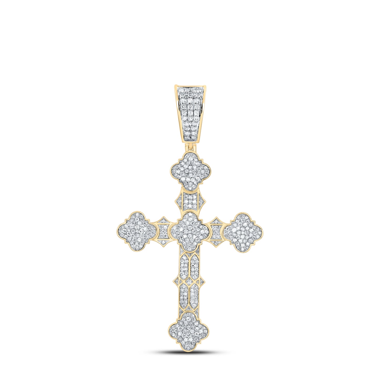 10kt Yellow Gold 1 3/8 Cttw Diamond Cross Mens Charm