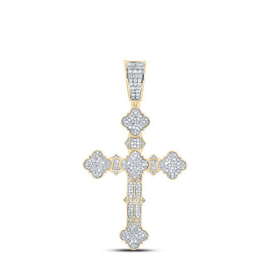 10kt Yellow Gold 1 3/8 Cttw Diamond Cross Mens Charm