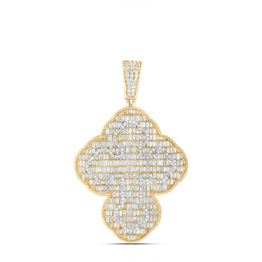 10kt Yellow Gold 3 1/2 Cttw Diamond Cross Mens Charm