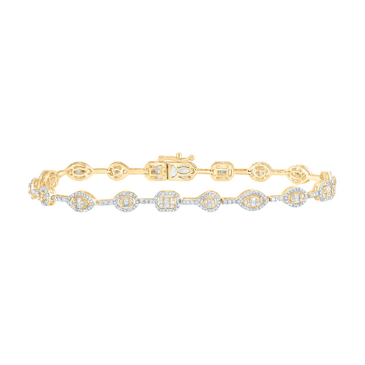 10kt Yellow Gold 1 3/8 Cttw Diamond Fashion Bracelet, Length: 7 Inch