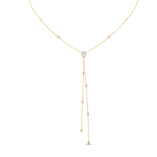 14kt Yellow Gold 1/2 Cttw Diamond and 1/4 Ct- Pear i1 Fashion Necklace, Length: 18 Inch