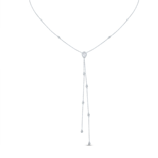 14kt White Gold 1/2 Cttw Diamond and 1/4 Ct- Pear i1 Fashion Necklace, Length: 18 Inch