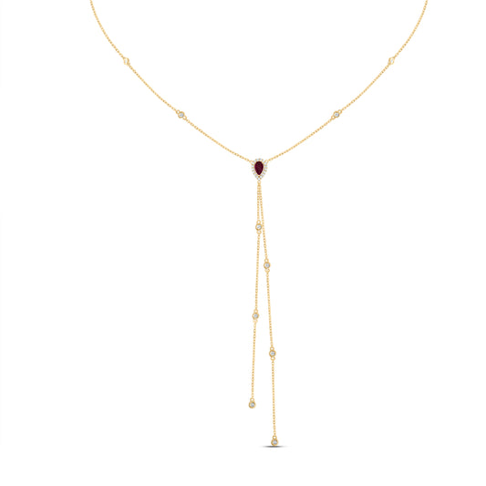 14kt Yellow Or White Or Rose Gold Diamond 5x3mm Pear Natural Gem Necklace, Length: 18 Inch