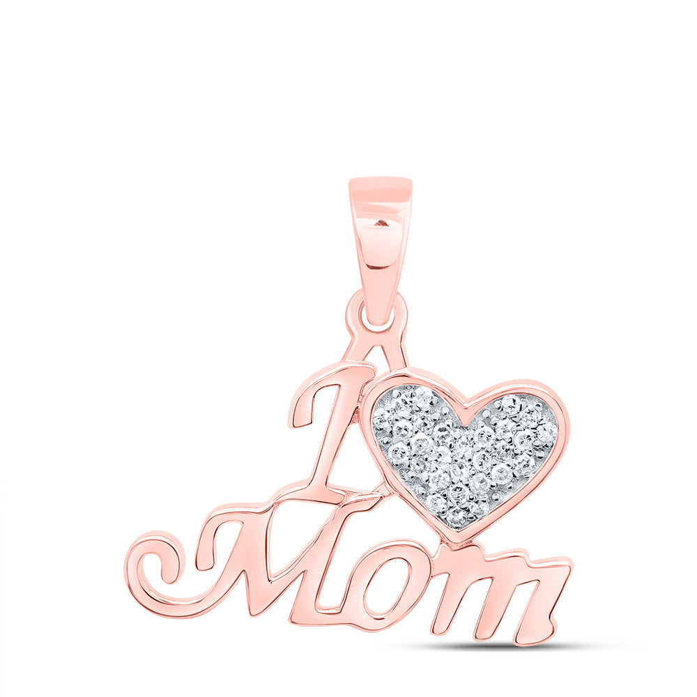 10kt Yellow Or White Or Rose Gold Diamond "i Love Mom" Pendant