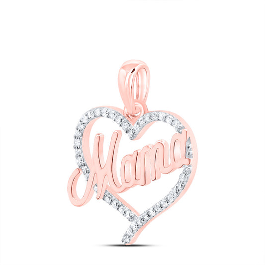 10kt Rose Gold 1/6 Cttw Diamond Mama Heart Pendant