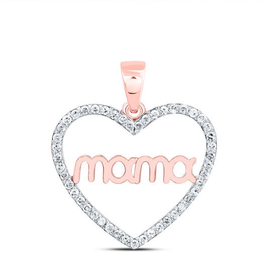 10kt Rose Gold 1/5 Cttw Diamond " Mama" Heart Pendant