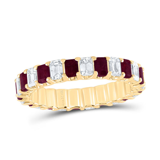 14kt Yellow Gold 1 Cttw Diamond Ana M and 1 5/8 Cttw-em Ruby Natural Wedding Engagement Anniversary Gem Ring, Women Size: 5-9