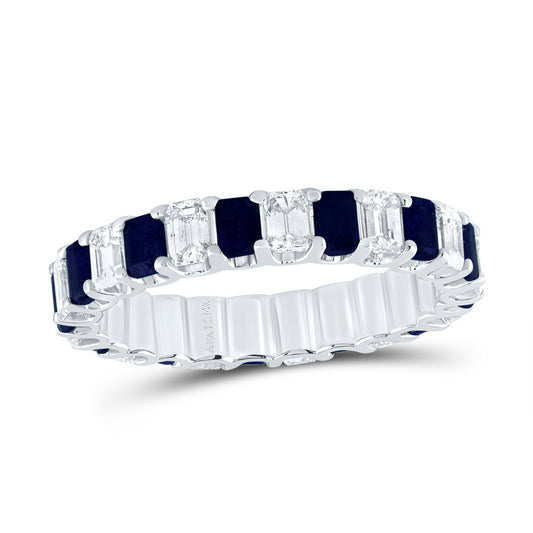14kt White Gold 1 Cttw Diamond Ana M and 1 1/3 Cttw-em Blue Sapphire Natural Wedding Engagement Anniversary Gem Ring, Women Size: 5-9
