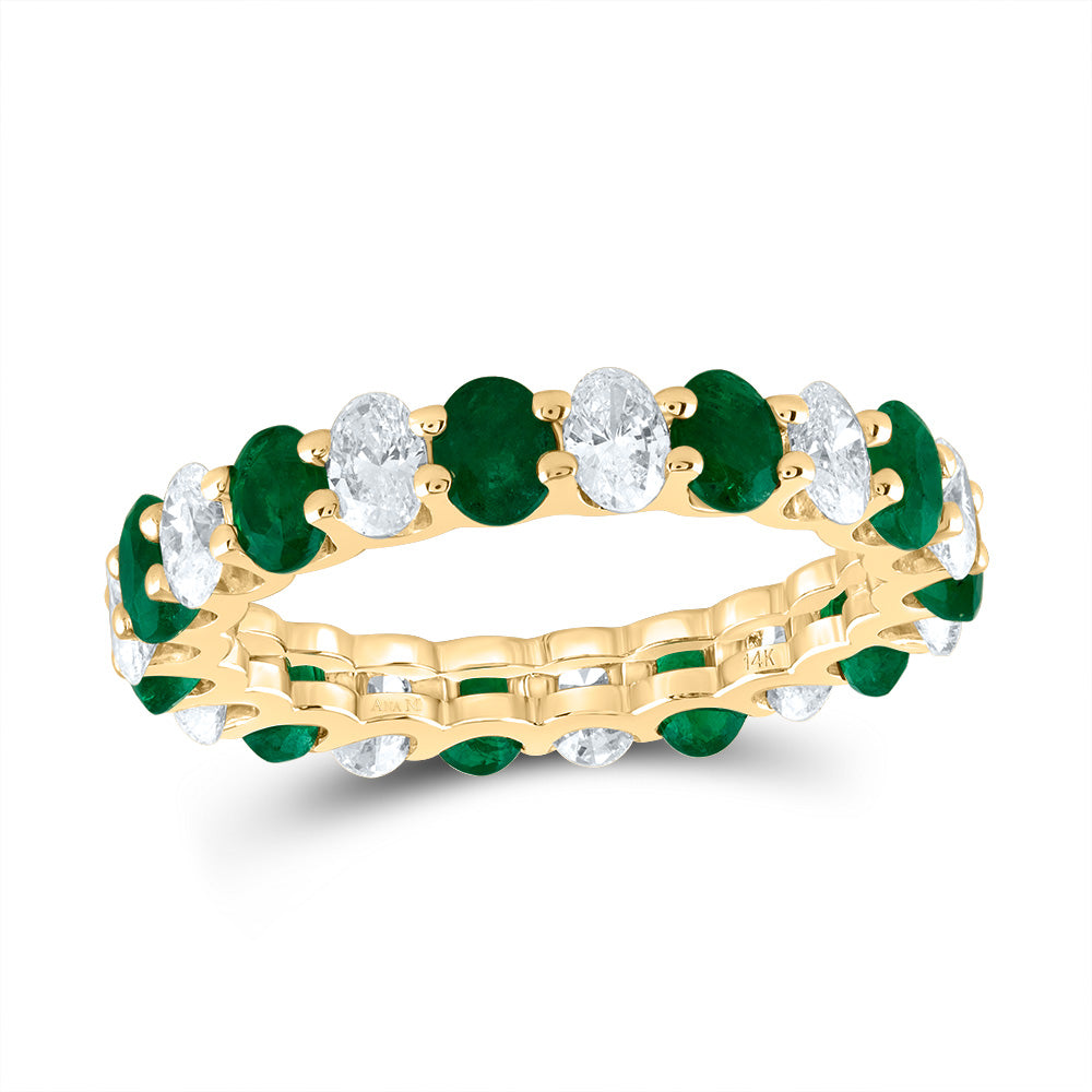 14kt Yellow Gold 1/2 Cttw Diamond Ana M 2 Cttw Oval Emerald Natural Wedding Engagement Anniversary Gem Ring, Women Size: 5-9