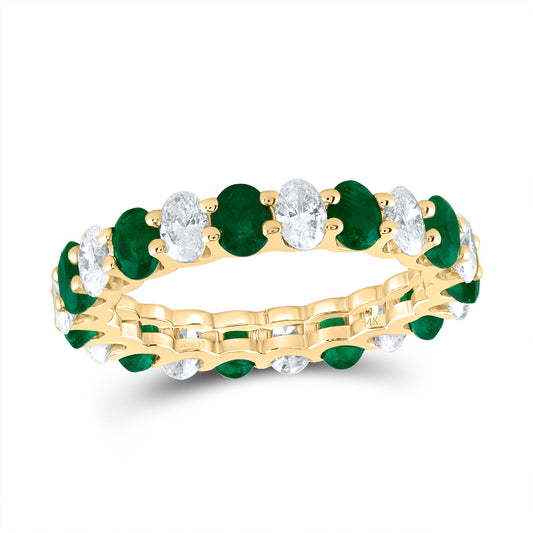14kt Yellow Gold 1/2 Cttw Diamond Ana M 2 Cttw Oval Emerald Natural Wedding Engagement Anniversary Gem Ring, Women Size: 5-9
