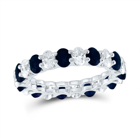 14kt White Gold 1 1/2 Cttw Diamond Ana M 2 1/3 Cttw Oval Blue Sapphire Natural Wedding Engagement Anniversary Gem Ring, Women Size: 5-9