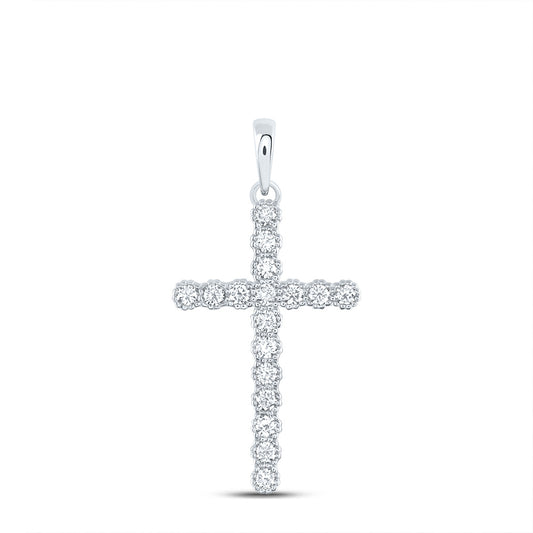 14kt White Gold 1/2 Cttw Diamond Ana M Fashion Cross Pendant