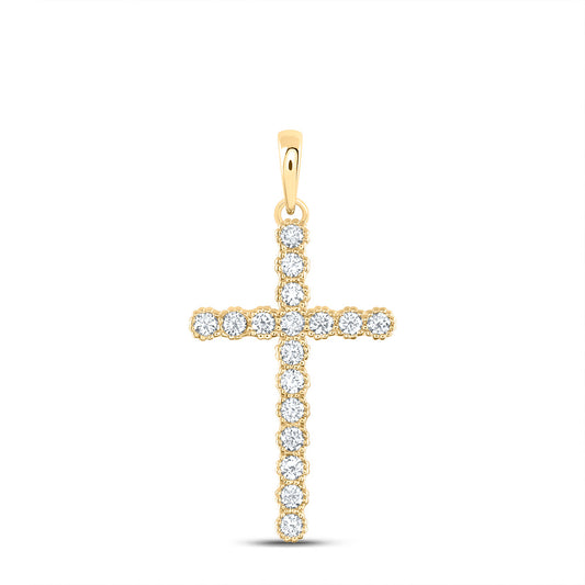 14kt Yellow Gold 7/8 Cttw Diamond Ana M Fashion Cross Pendant