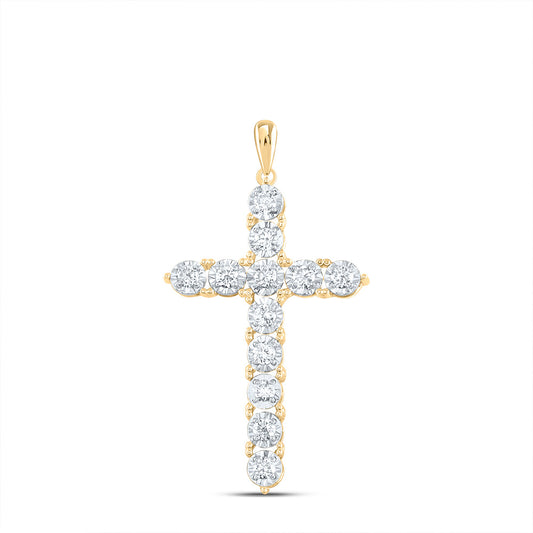 14kt Yellow Gold 1/3 Cttw Diamond Ana M Fashion Cross Pendant