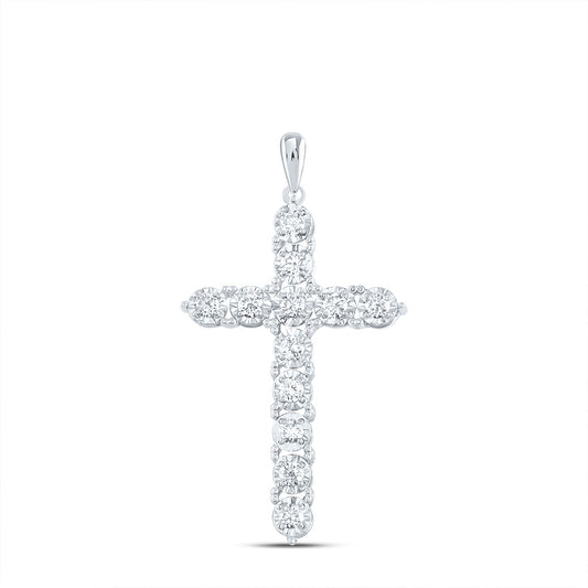 14kt White Gold 1/3 Cttw Diamond Ana M Fashion Cross Pendant