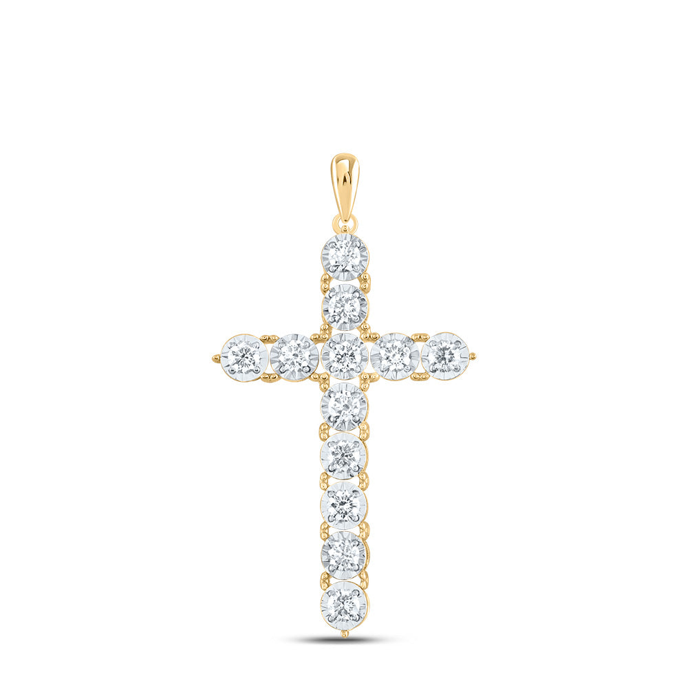14kt Yellow Gold 1 Cttw Diamond Ana M Fashion Cross Pendant